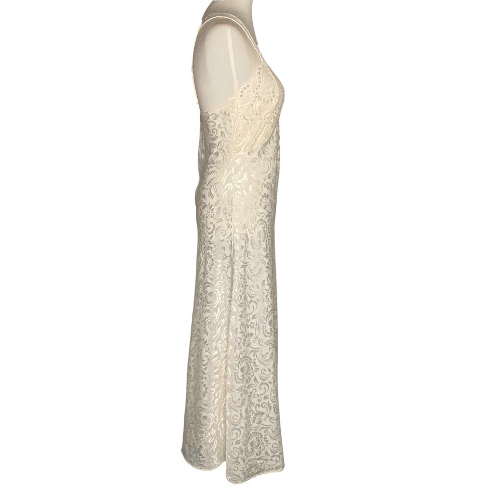 Victoria's Secret Maxi Slip Dress Gown Cream Sequin Lace Slit Large Y2K Coquette - Picture 9 of 15